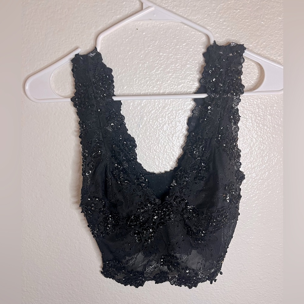 Bebe Sequin Lace Top